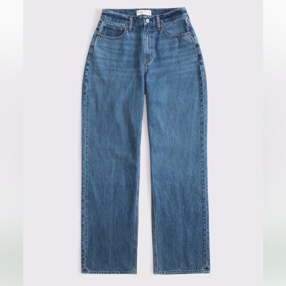 Abercrombie Curve Love Loose Jean in medium wash, 27